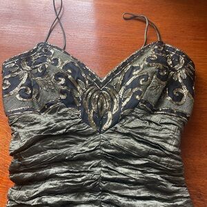 Nicole Miller Bronze Cocktail Mini Dress